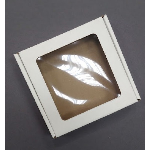 Крафт-коробка из микрогофры с окошком, 115*110*25 мм